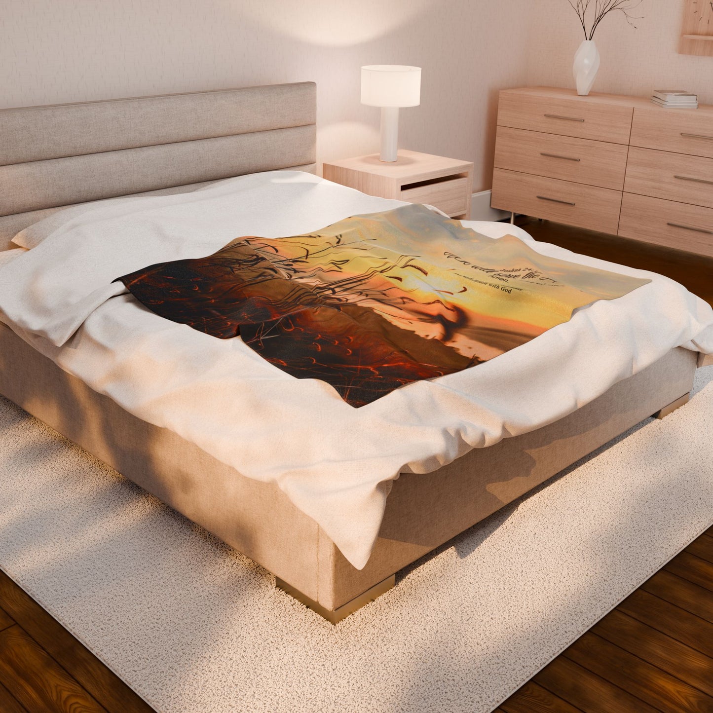 Velveteen Plush Blanket, Bible Verse Blanket, Faith Throw, Religious Gift, Inspirational Bedding, Verse Quote Cozy Throw