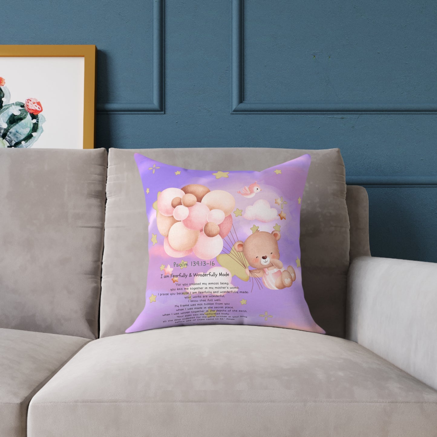Square Poly Canvas Pillow Fearfully and Wonderfully Made for Children