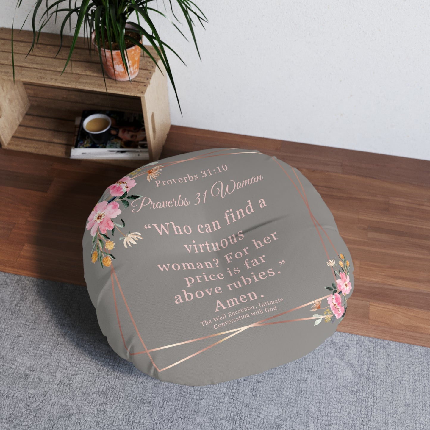 Round Floor Pillow - Proverbs 31 Design
