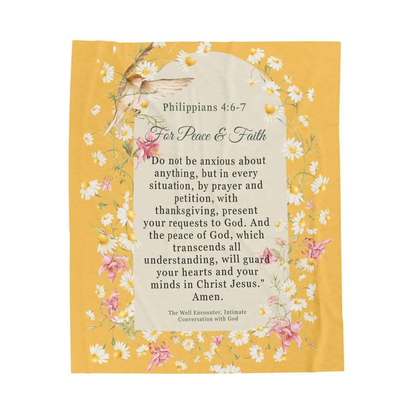 Phillipians 4:6-7 Inspirational Verse Plush Blanket, Cozy Comforter for Self-Care, Faith Gifts, Religious Decor, Housewarming Present