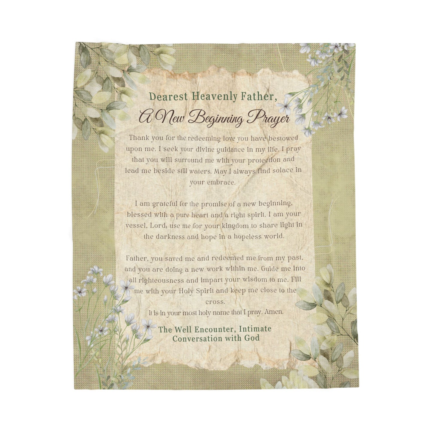 A New Beginning Inspirational Prayer Blanket, Cozy Velveteen Throw, Thoughtful Gift for New Beginnings, Home Decor, Spiritual Comfort