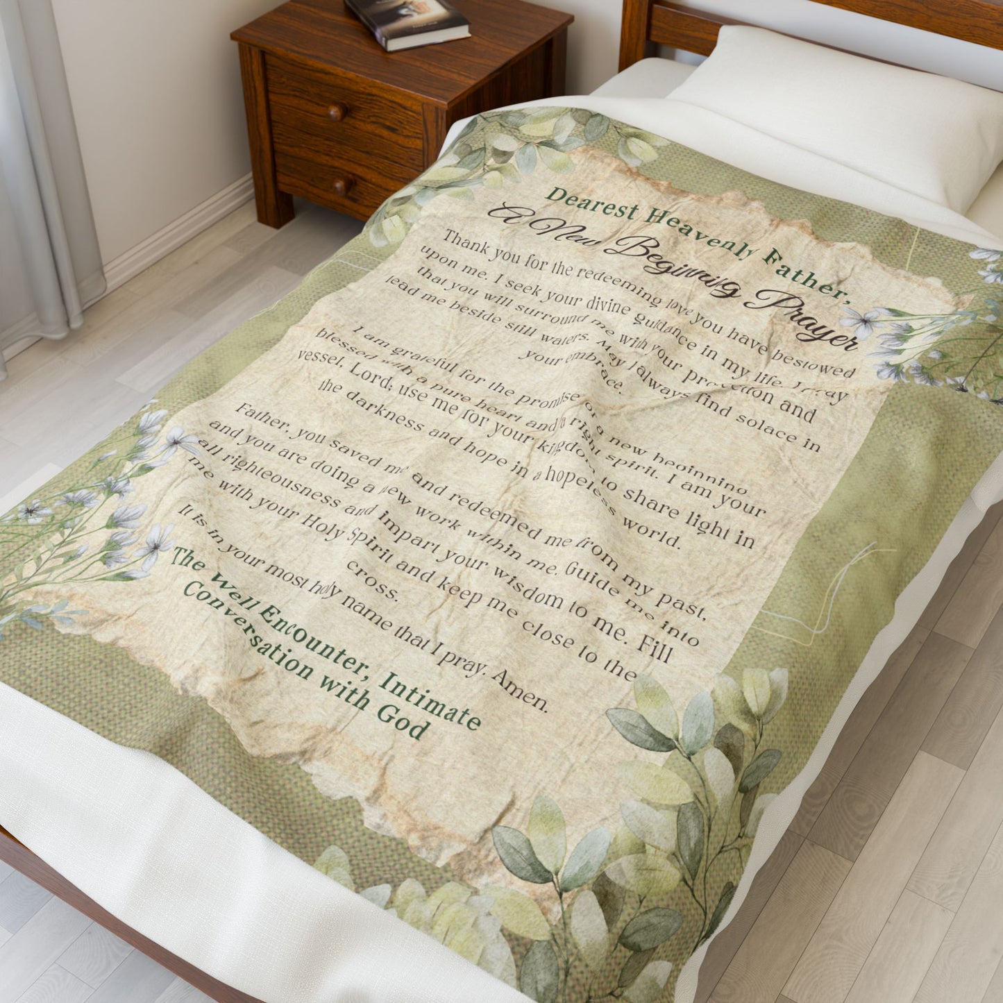 A New Beginning Inspirational Prayer Blanket, Cozy Velveteen Throw, Thoughtful Gift for New Beginnings, Home Decor, Spiritual Comfort
