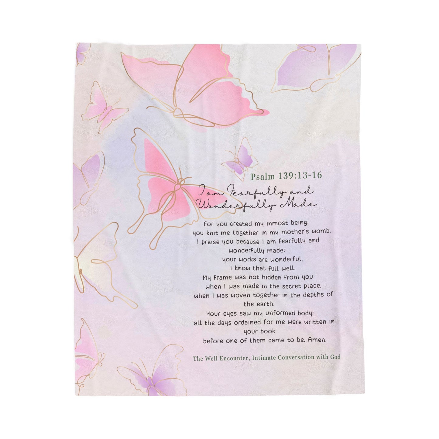 Plush Blanket - Fearfully and Wonderfully Made Christian Bible Scripture