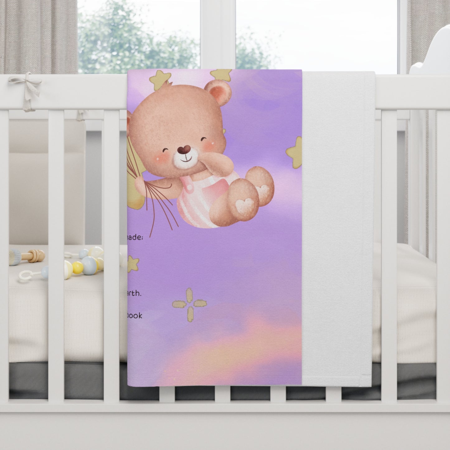 Baby Blanket — Purple Teddy with Psalm 139:13-16 Soft Fleece Blanket for Newborns & Baptism Gifts