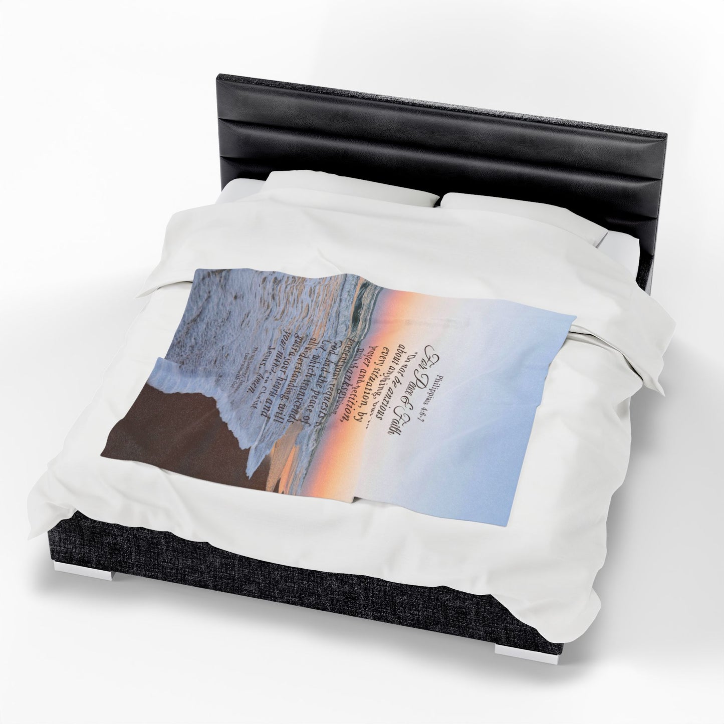 Phillipians 4:6-7 Inspirational Verse Plush Blanket, Cozy Comforter for Self-Care, Faith Gifts, Religious Decor, Housewarming Present