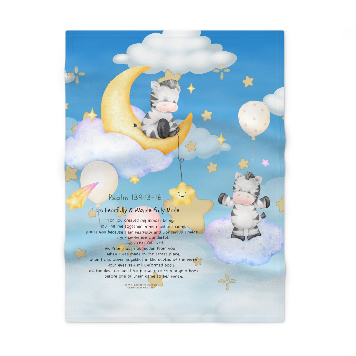 Baby Blanket - 'I Am Fearfully & Wonderfully Made' Cute Cow Moon Nursery Blanket