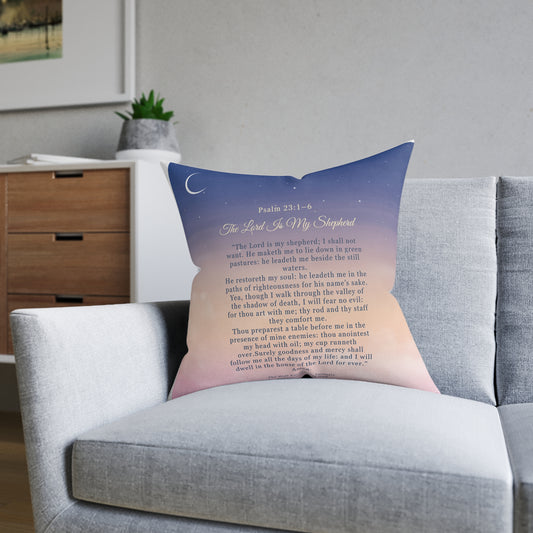 Inspirational Psalm 23 Square Pillow