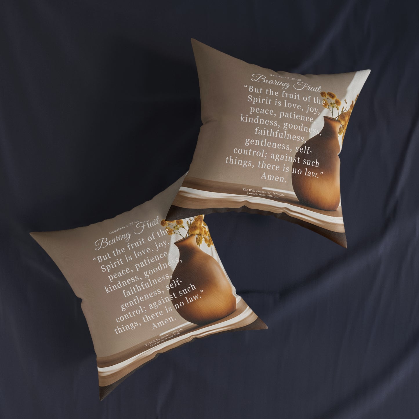 Inspirational Bible Verse Square Pillow - Bearing Fruit Decor