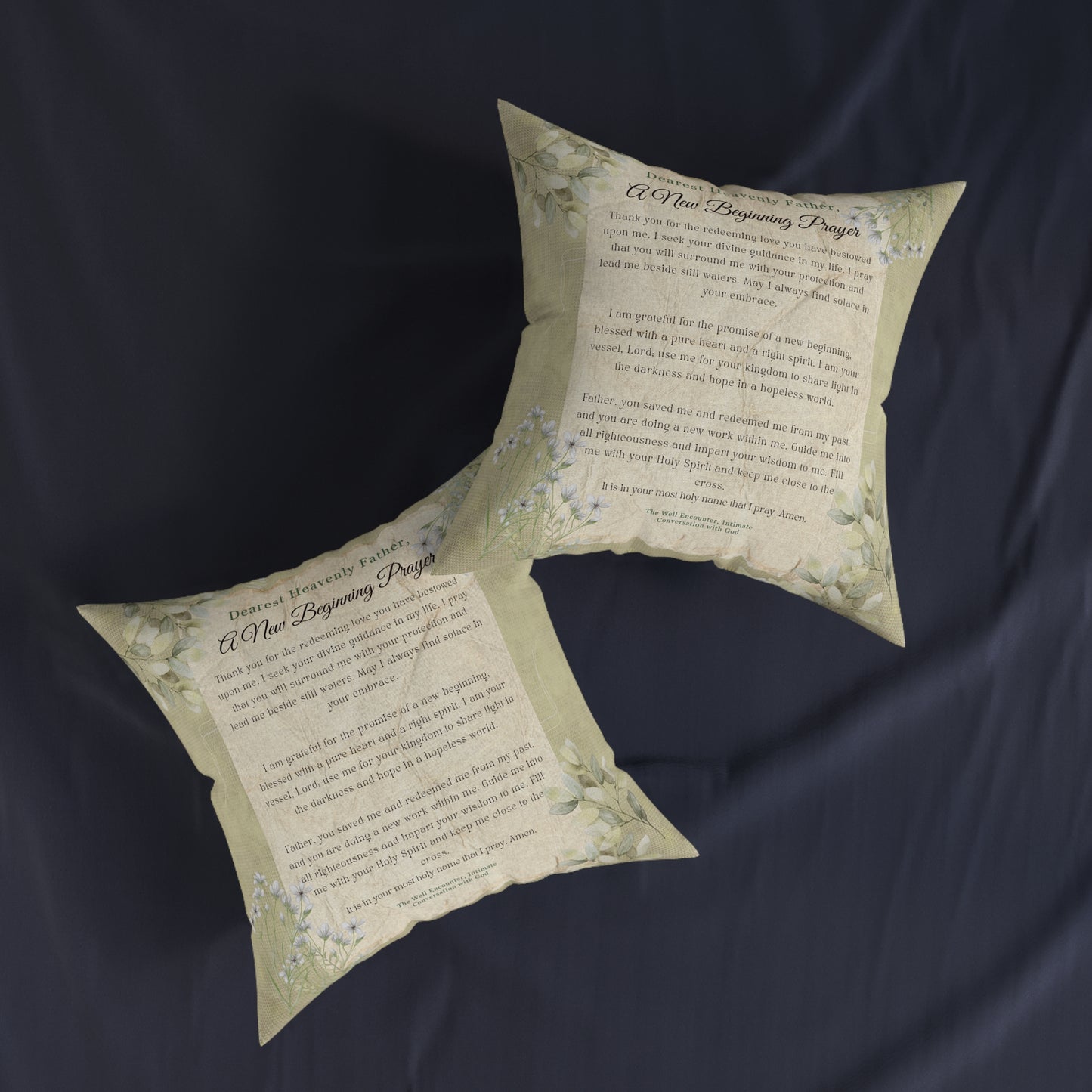 Inspirational Square Pillow with Prayer Design