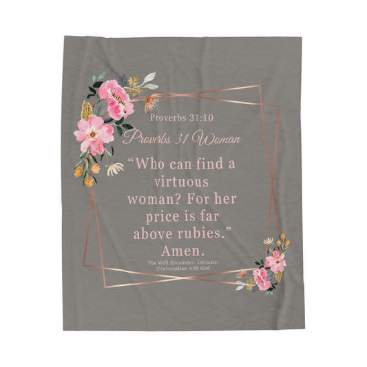 Proverbs 31 Woman Velveteen Plush Blanket - Inspirational Home Decor for Relaxation, Gift for Her, Cozy Reading, Wedding Gift, Bible [...]