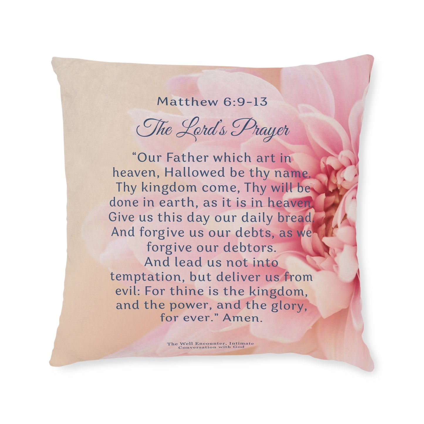Faith-Inspired Square Pillow with The Lord's Prayer