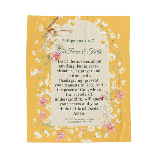 Phillipians 4:6-7 Inspirational Verse Plush Blanket, Cozy Comforter for Self-Care, Faith Gifts, Religious Decor, Housewarming Present