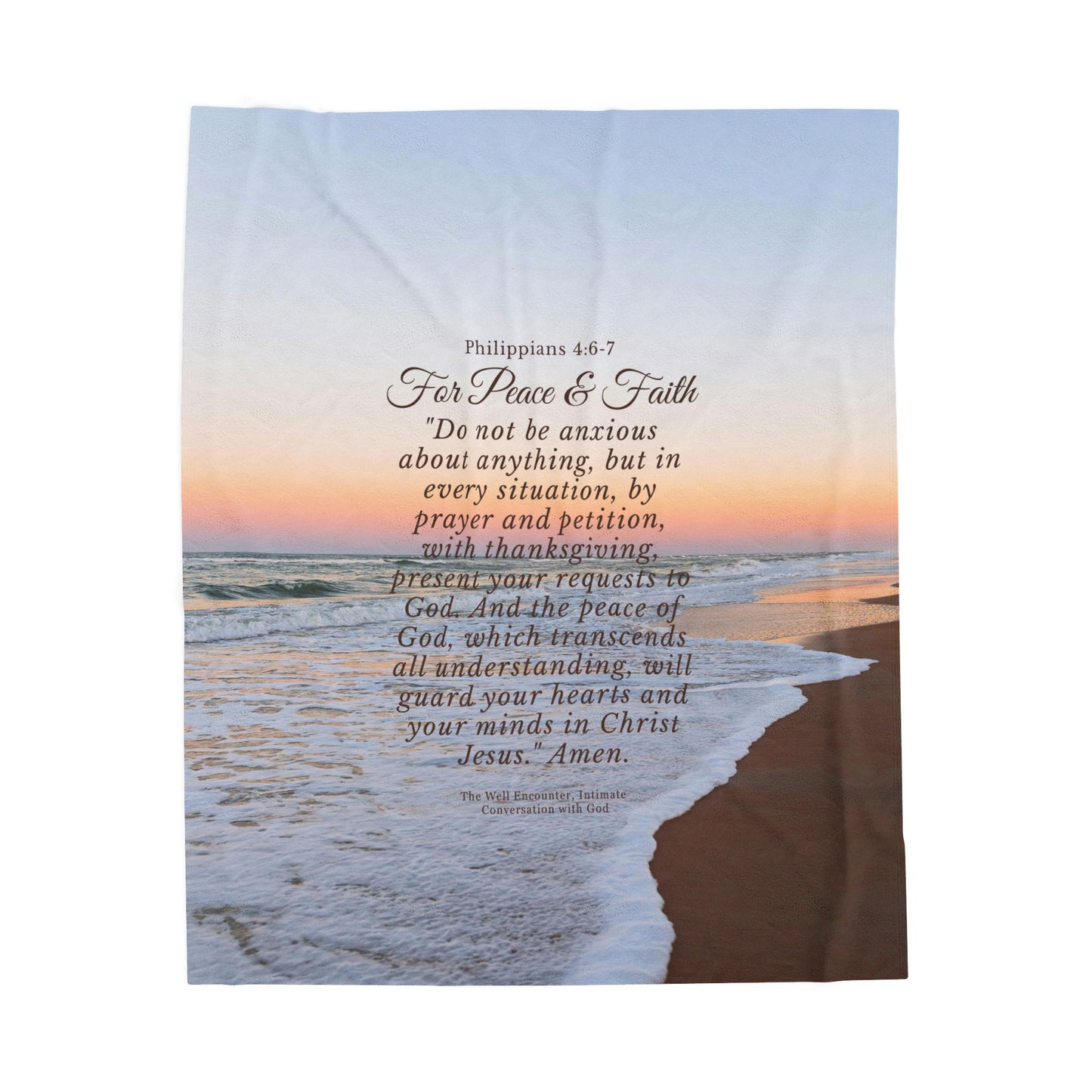 Phillipians 4:6-7 Inspirational Verse Plush Blanket, Cozy Comforter for Self-Care, Faith Gifts, Religious Decor, Housewarming Present