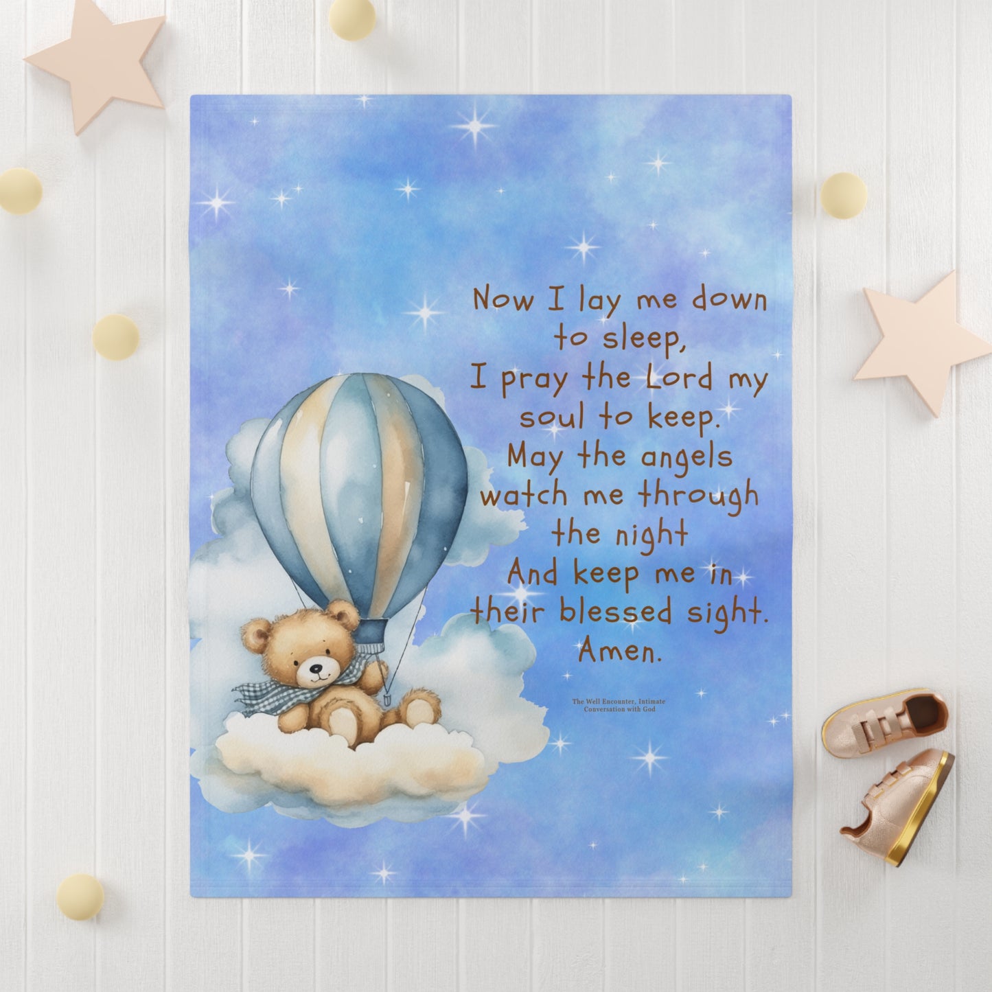 Baby Blanket — Blue Night Sky Prayer Design (Now I Lay Me Down to Sleep)