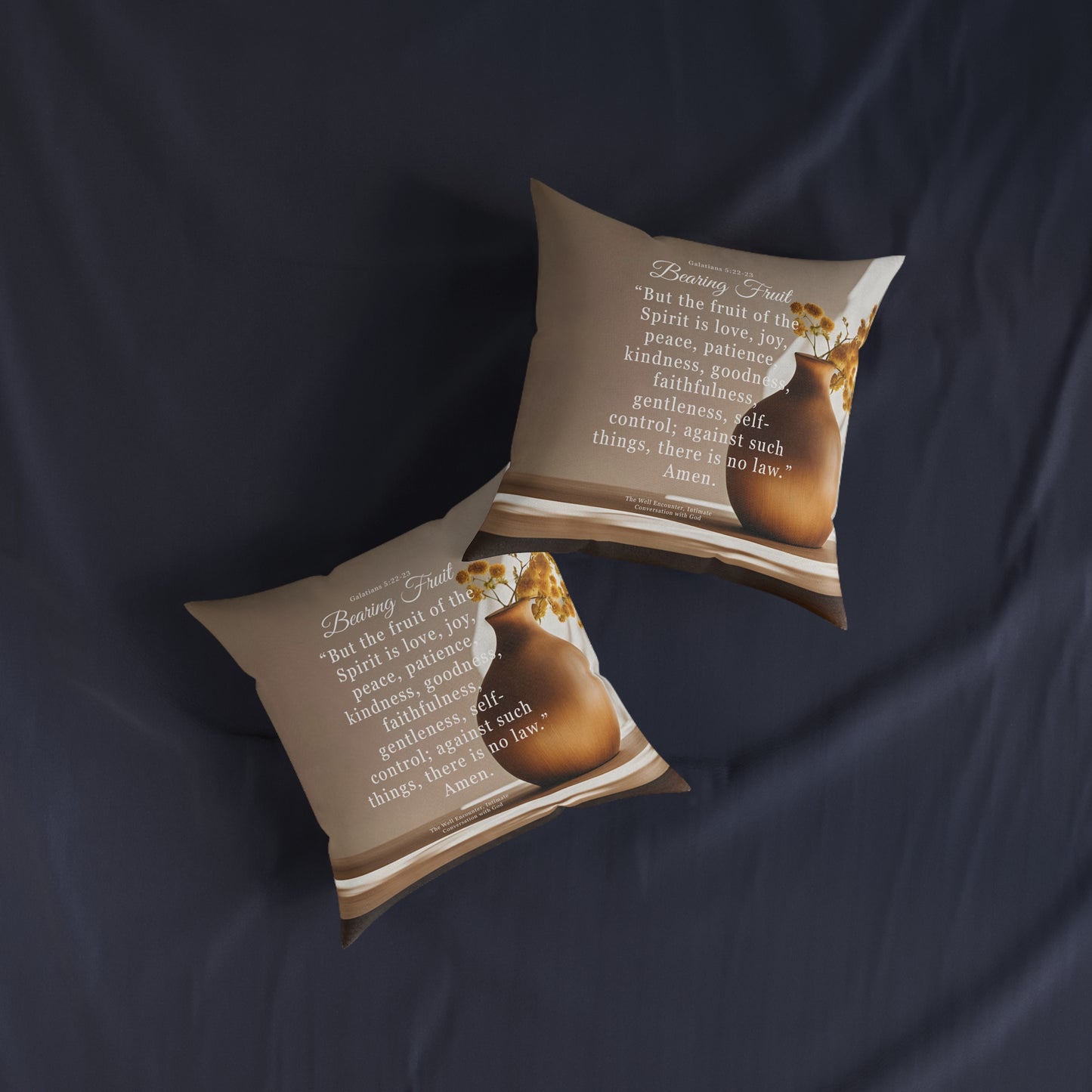 Inspirational Bible Verse Square Pillow - Bearing Fruit Decor