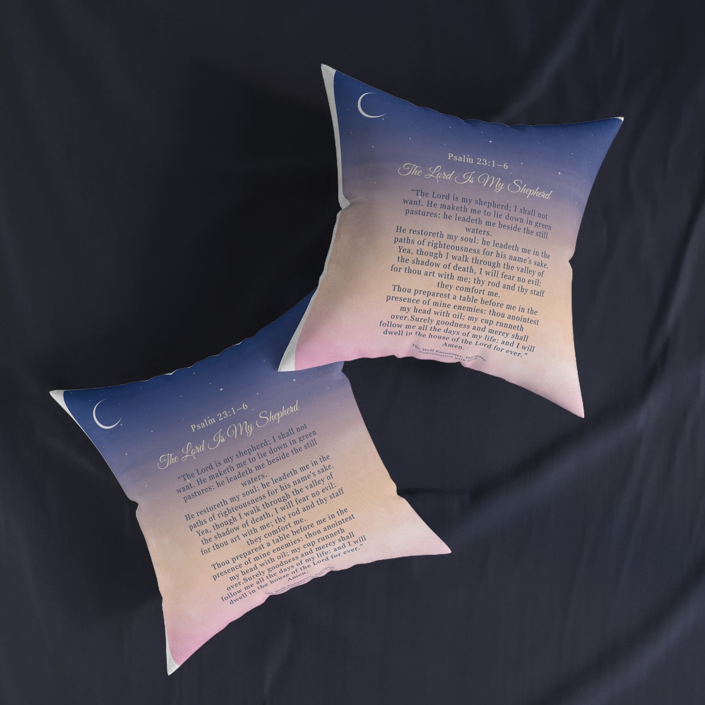 Inspirational Psalm 23 Square Pillow