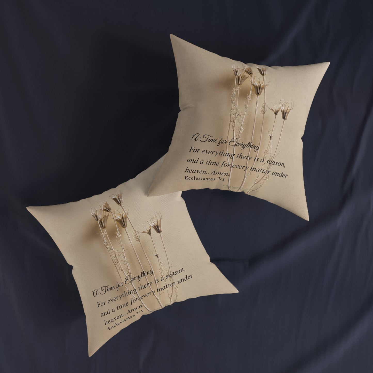 Square Pillow — "A Time for Everything" Bible Verse Decorative Throw Pillow (Ecclesiastes 3:1)