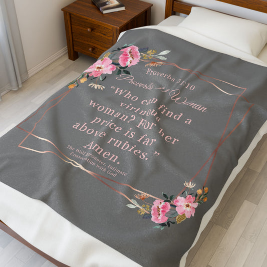 Proverbs 31 Woman Velveteen Plush Blanket - Inspirational Home Decor for Relaxation, Gift for Her, Cozy Reading, Wedding Gift, Bible [...]