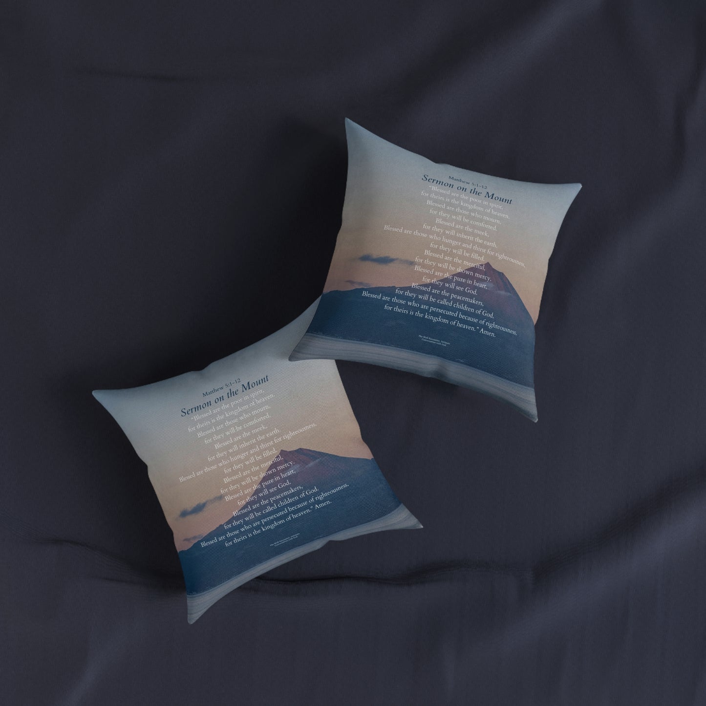 Square Pillow — "Sermon on the Mount" Floral Scripture Decorative Cushion