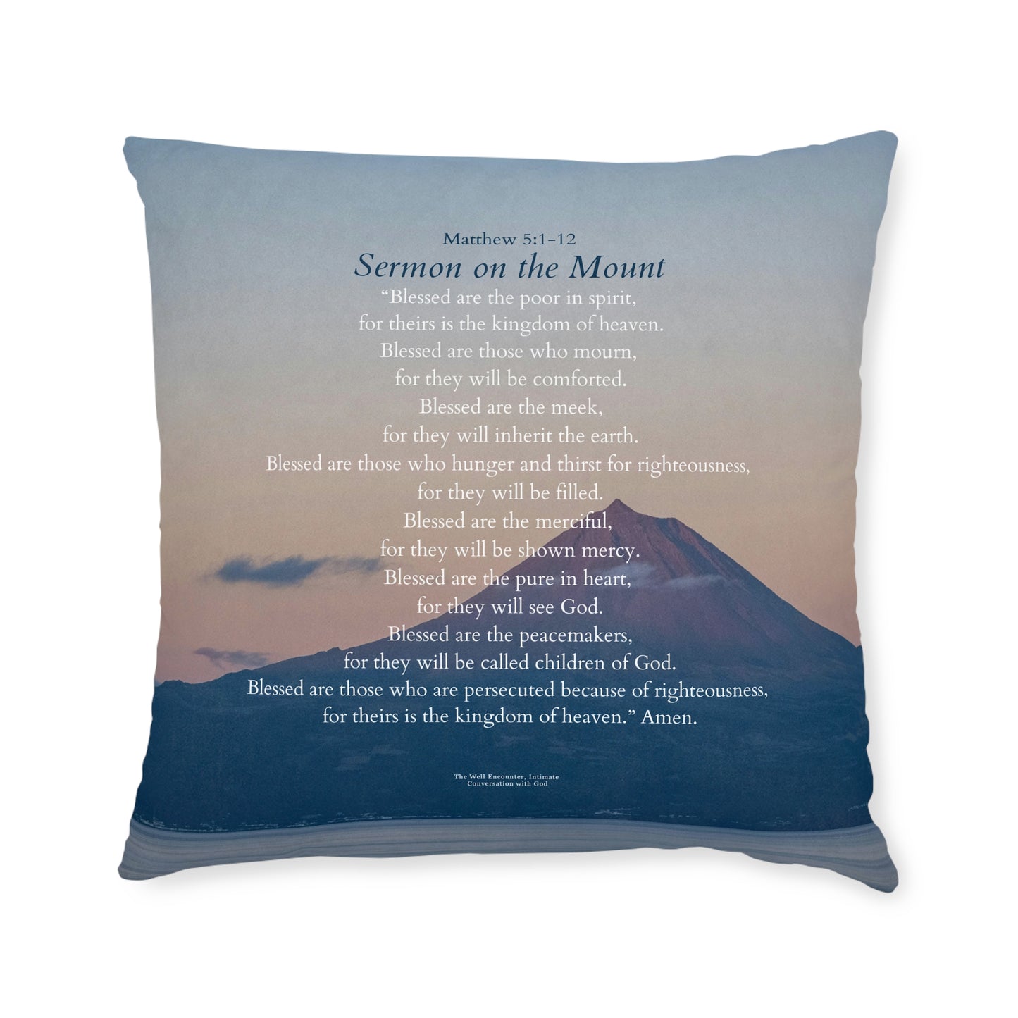 Square Pillow — "Sermon on the Mount" Floral Scripture Decorative Cushion