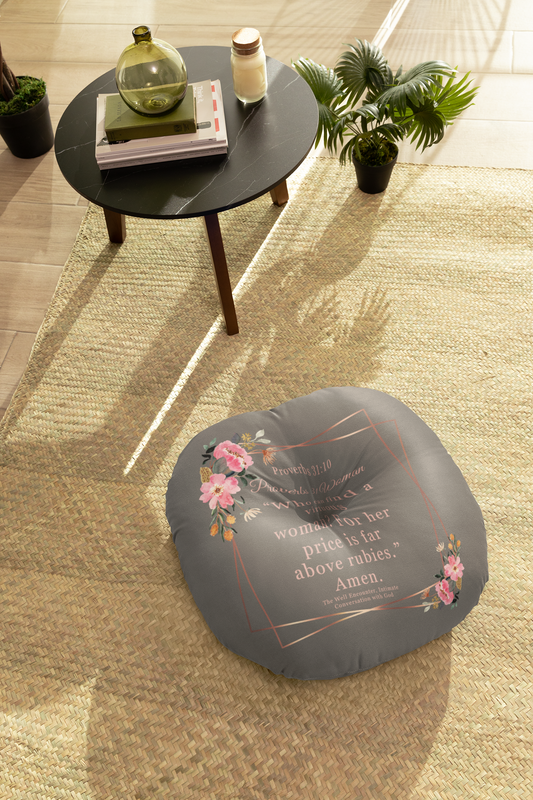 Round Floor Pillow - Proverbs 31 Design