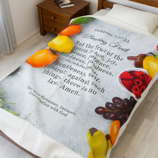 Velveteen Plush Blanket - Bearing Fruit Christian