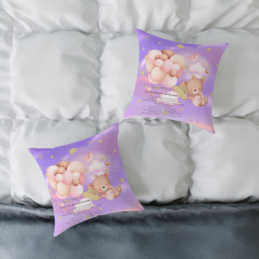 Square Poly Canvas Pillow Fearfully and Wonderfully Made for Children