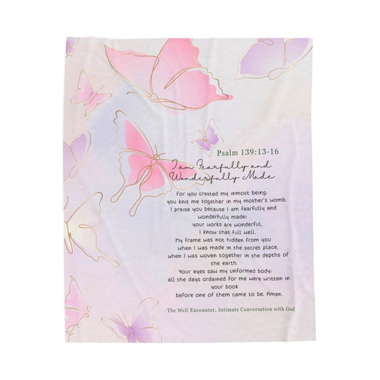 Plush Blanket - Fearfully and Wonderfully Made Christian Bible Scripture