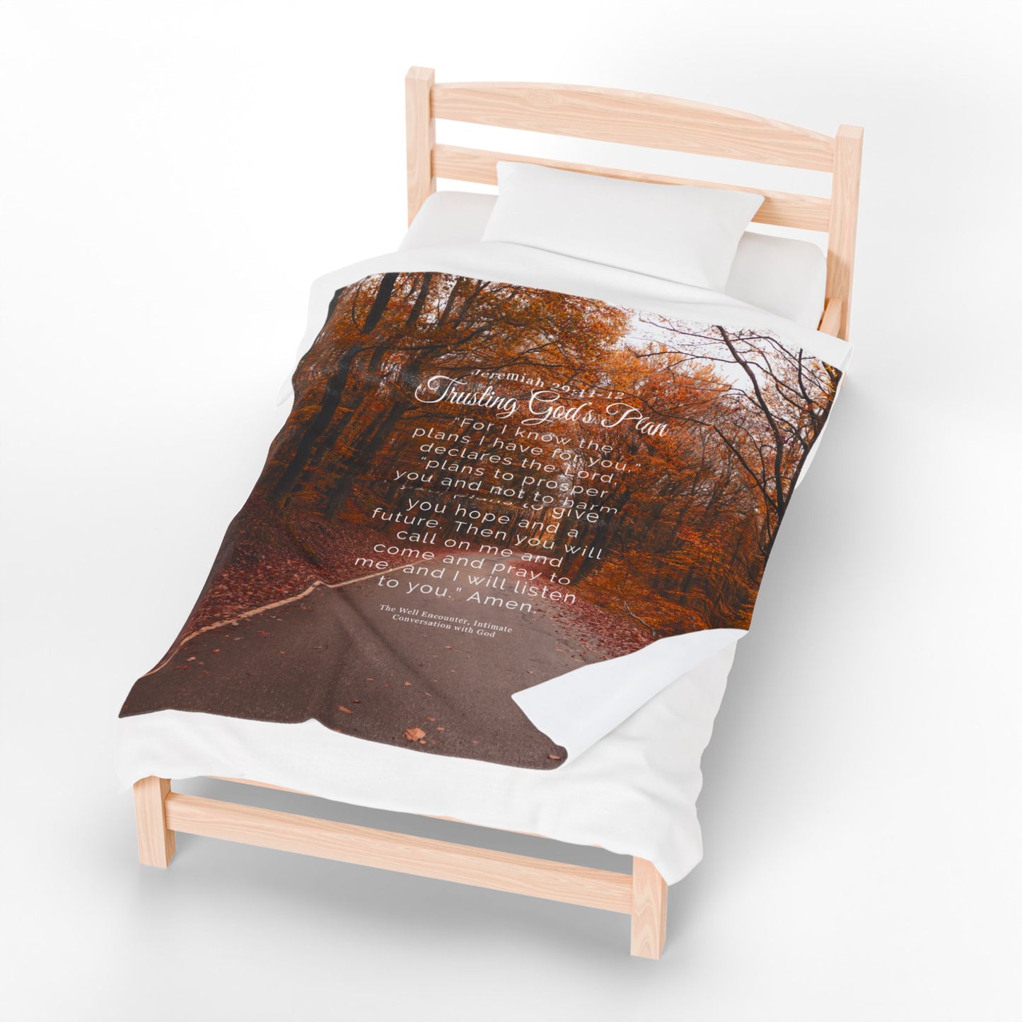 Velveteen Plush Blanket - Jeremiah 29:11-12 Bible Verse Inspirational Home Decor