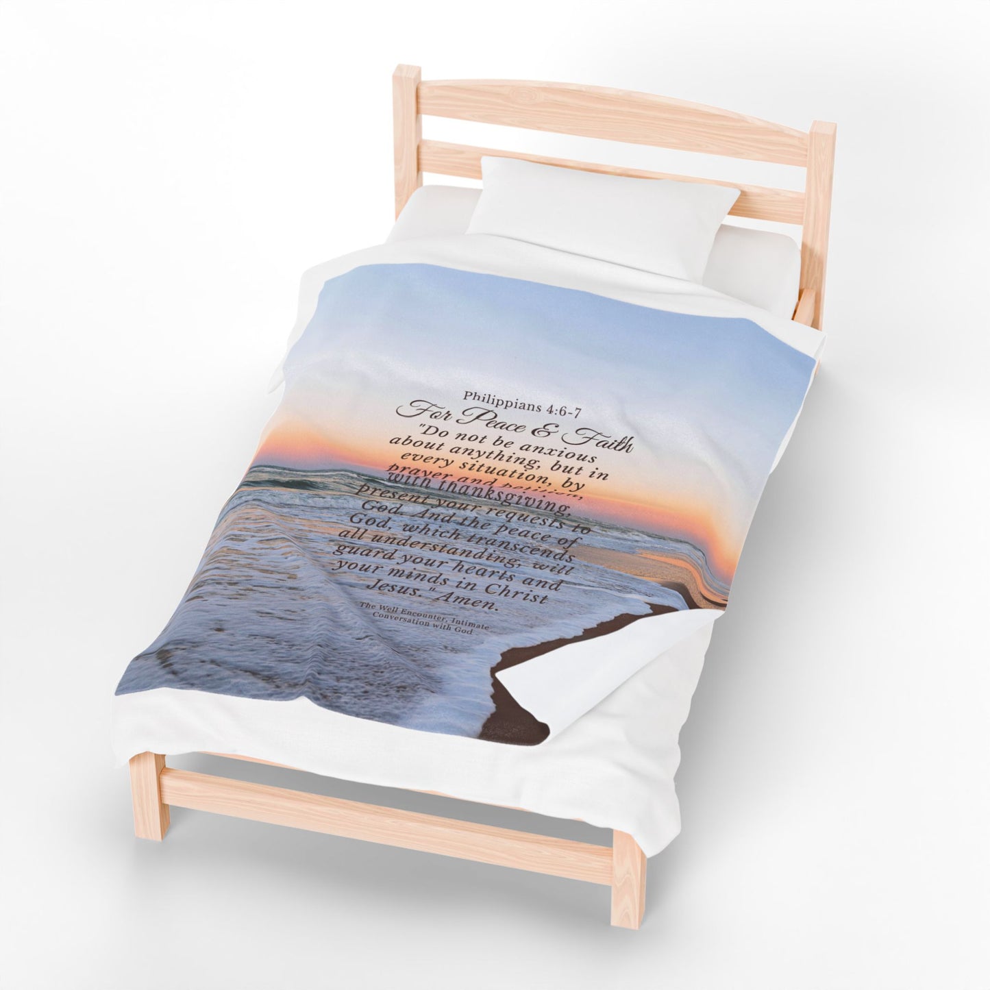 Phillipians 4:6-7 Inspirational Verse Plush Blanket, Cozy Comforter for Self-Care, Faith Gifts, Religious Decor, Housewarming Present