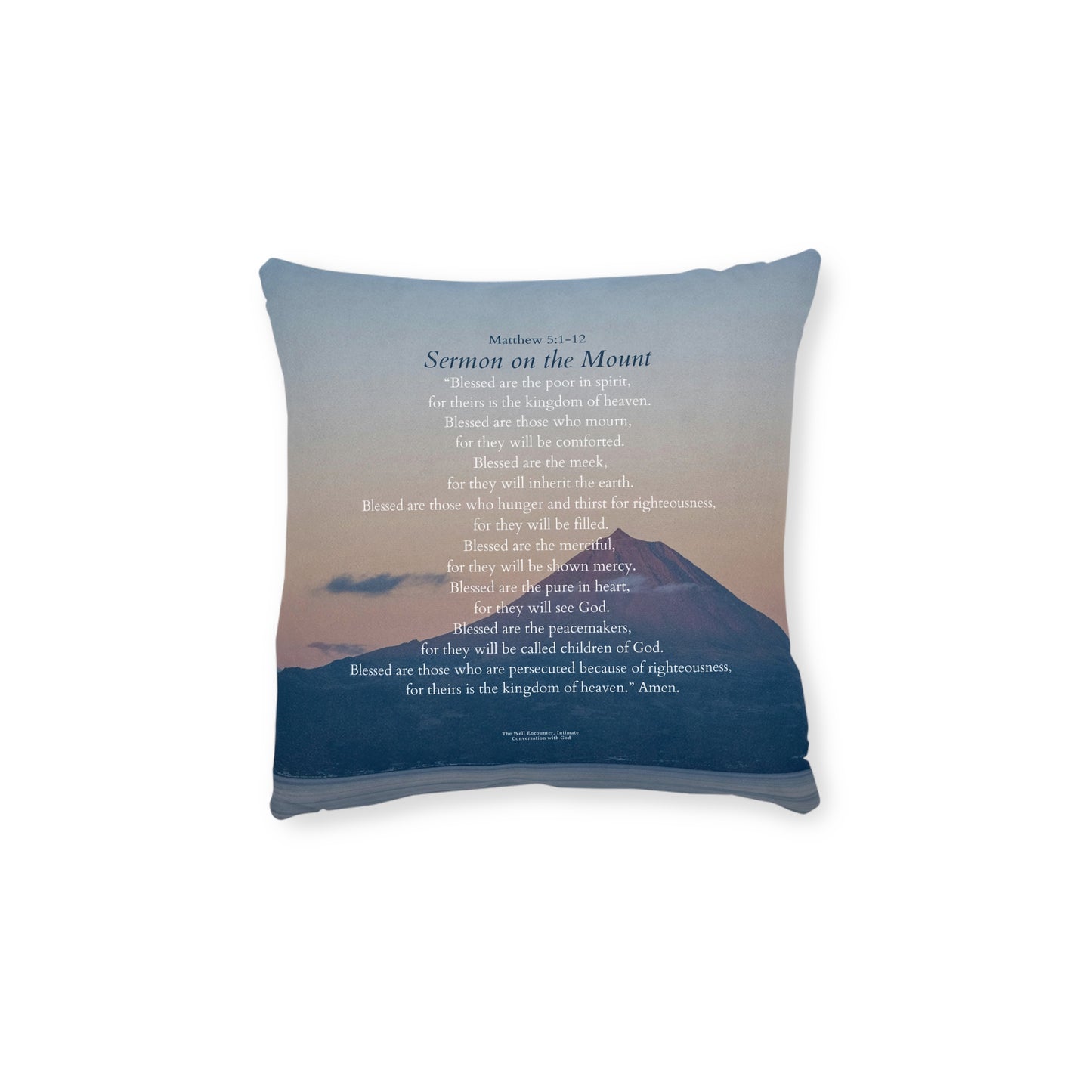 Square Pillow — "Sermon on the Mount" Floral Scripture Decorative Cushion