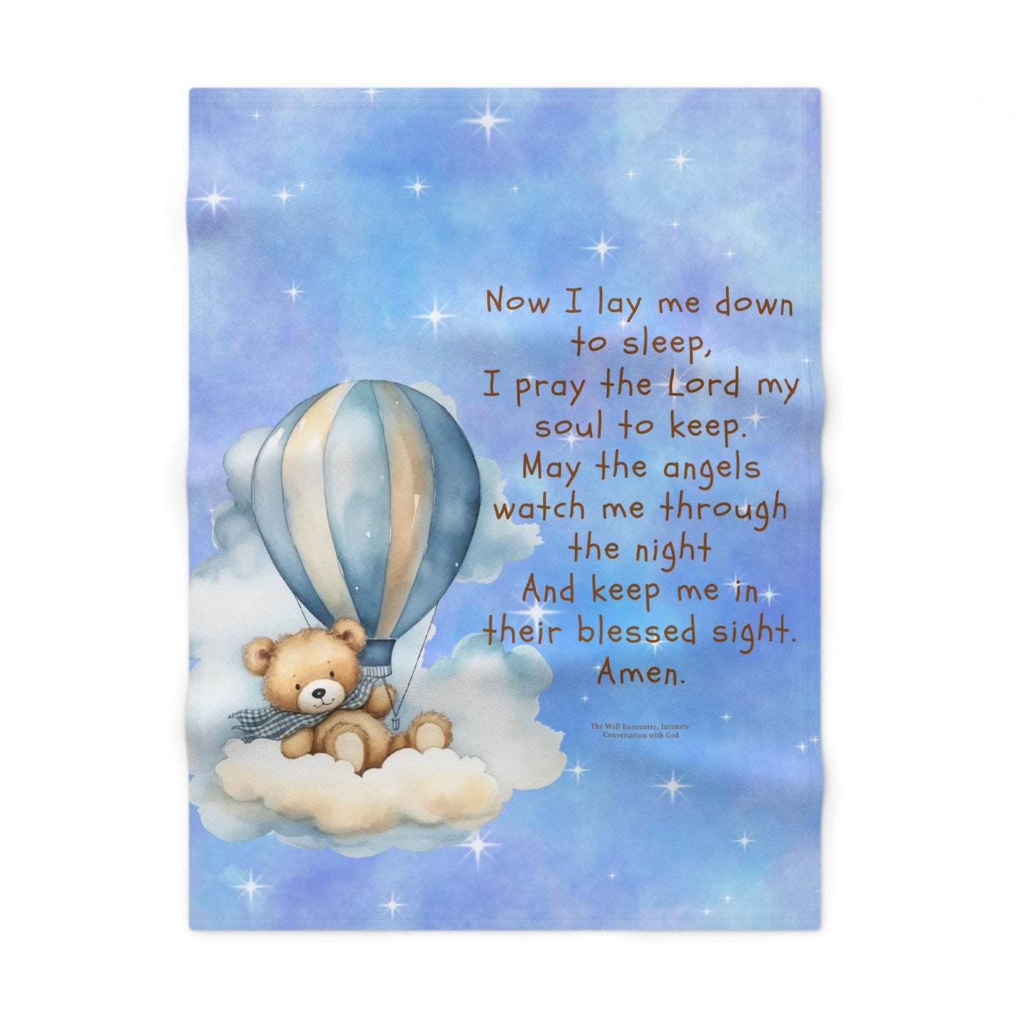 Baby Blanket — Blue Night Sky Prayer Design (Now I Lay Me Down to Sleep)