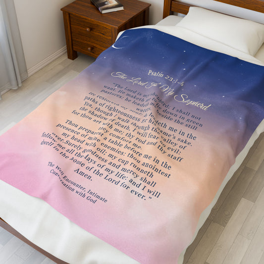 The Lord is My Shepard Inspirational Blanket | Cozy Velveteen Plush Throw for Comfort, Home Decor, Gift for Her, Christian Encouragement