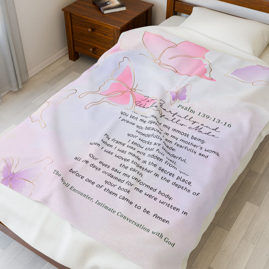 Plush Blanket - Fearfully and Wonderfully Made Christian Bible Scripture