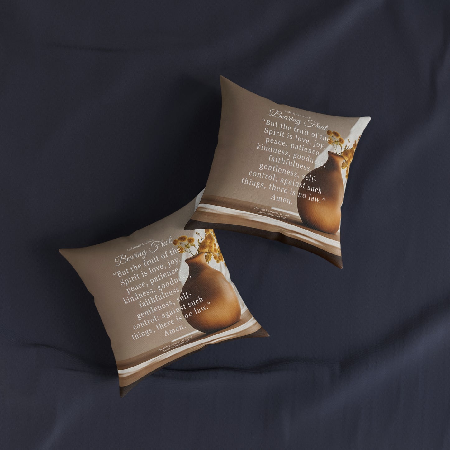 Inspirational Bible Verse Square Pillow - Bearing Fruit Decor