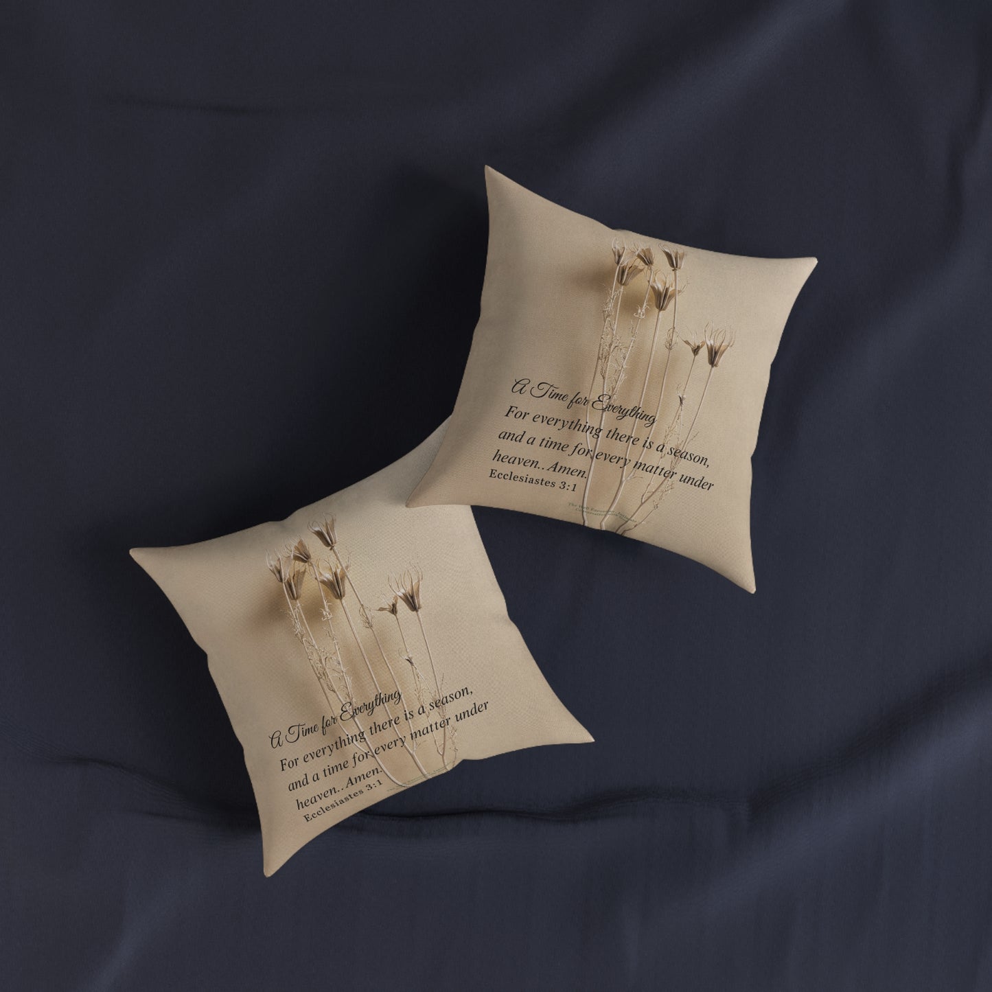 Square Pillow — "A Time for Everything" Bible Verse Decorative Throw Pillow (Ecclesiastes 3:1)