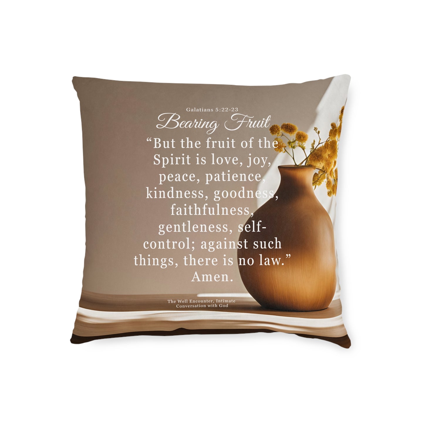 Inspirational Bible Verse Square Pillow - Bearing Fruit Decor