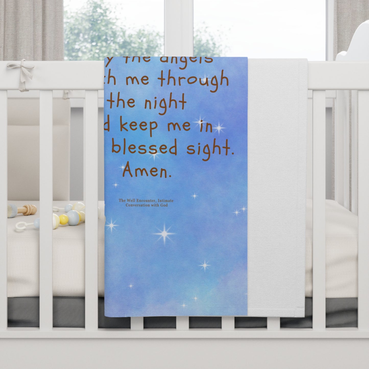 Baby Blanket — Blue Night Sky Prayer Design (Now I Lay Me Down to Sleep)