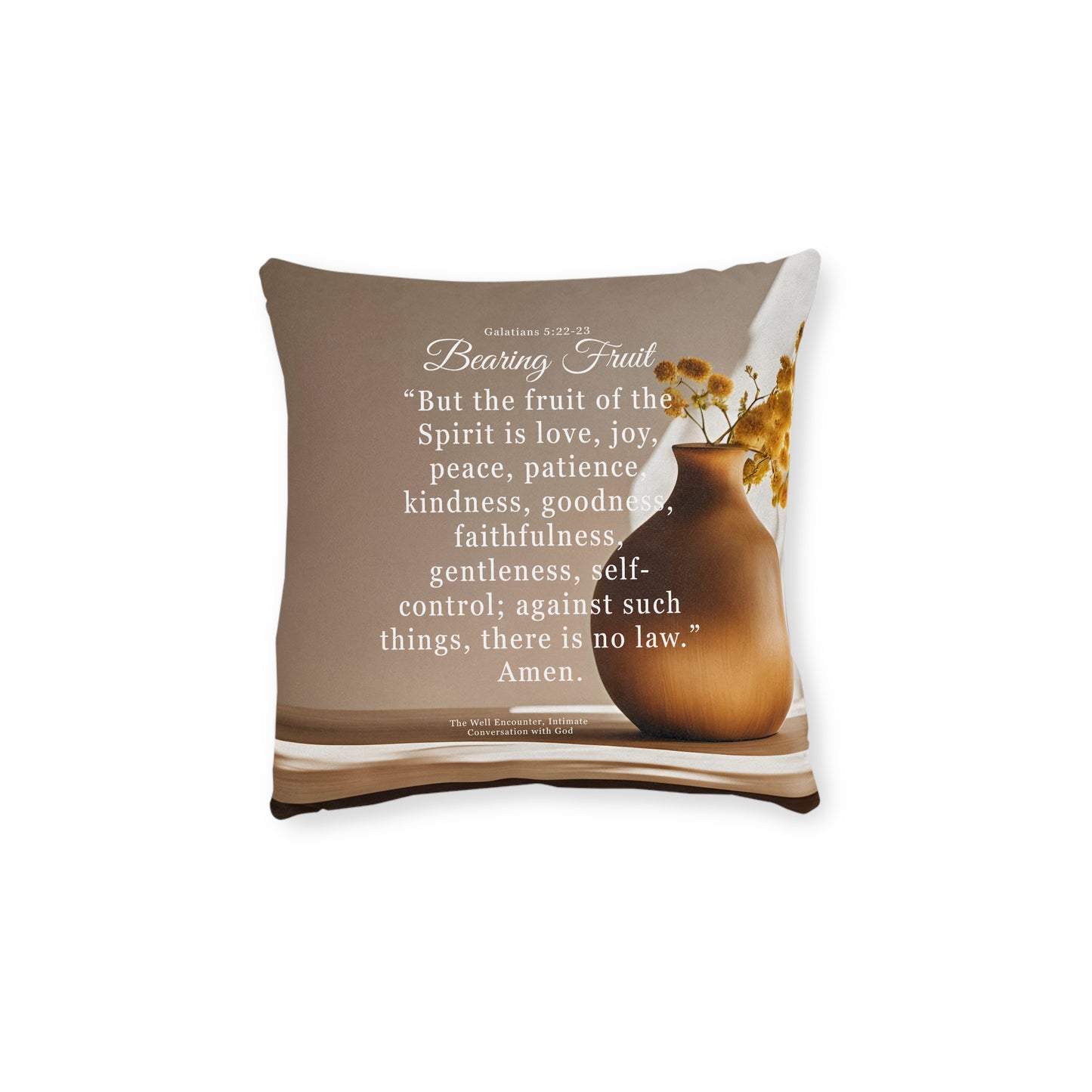 Inspirational Bible Verse Square Pillow - Bearing Fruit Decor