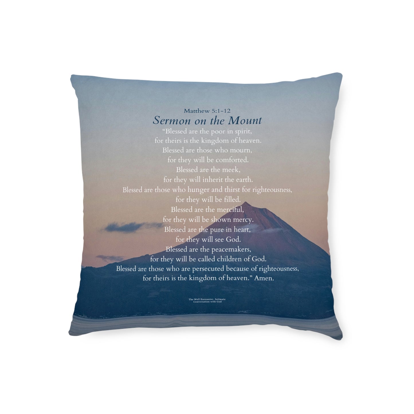 Square Pillow — "Sermon on the Mount" Floral Scripture Decorative Cushion