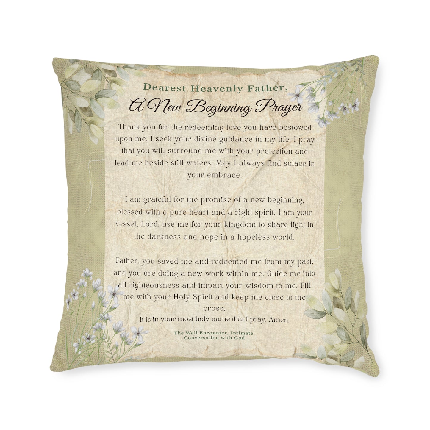 Inspirational Square Pillow with Prayer Design