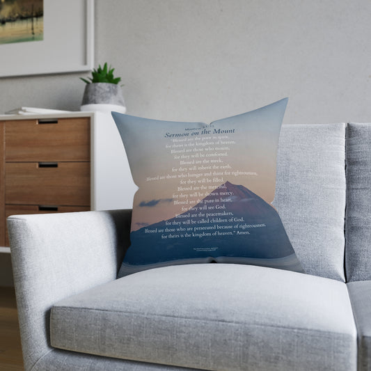 Square Pillow — "Sermon on the Mount" Floral Scripture Decorative Cushion