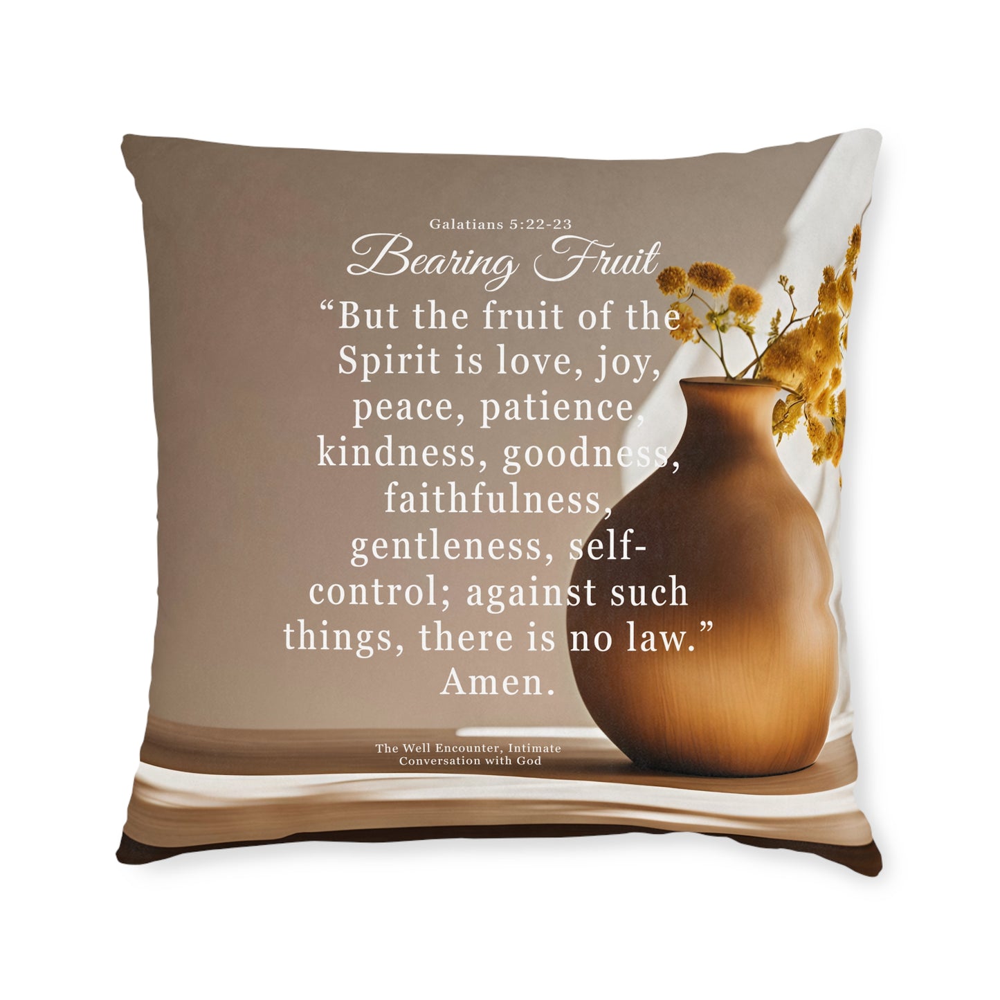 Inspirational Bible Verse Square Pillow - Bearing Fruit Decor